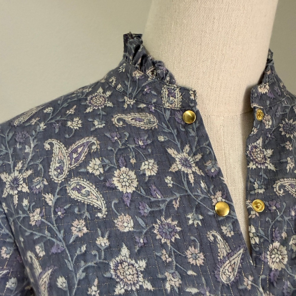 Louis Louise Paris Blue Floral Paisley Maxi‎ Dress Medium French Prairie Peasant - Picture 3 of 11